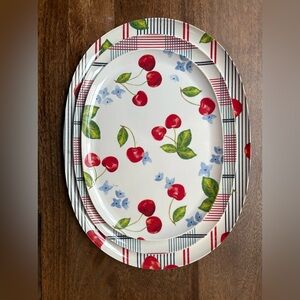 Sur La Table Pique-Nique Cherry and Floral Oval Platter - Set of 3